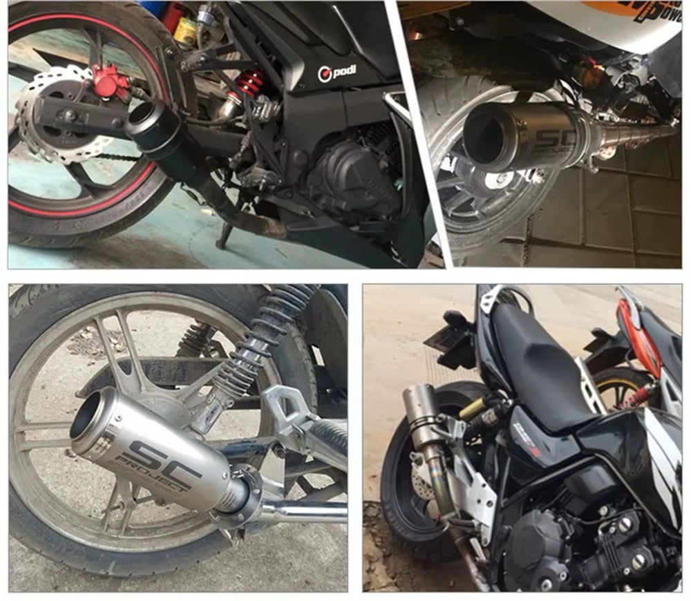 Universal 51/60Mm Motorcycle Sc Exhaust Inox Muffler Carbon Fiber Exhaust with DB Killer for Z900 R3 R25 MT07 MT09 R1 Z400 Z650