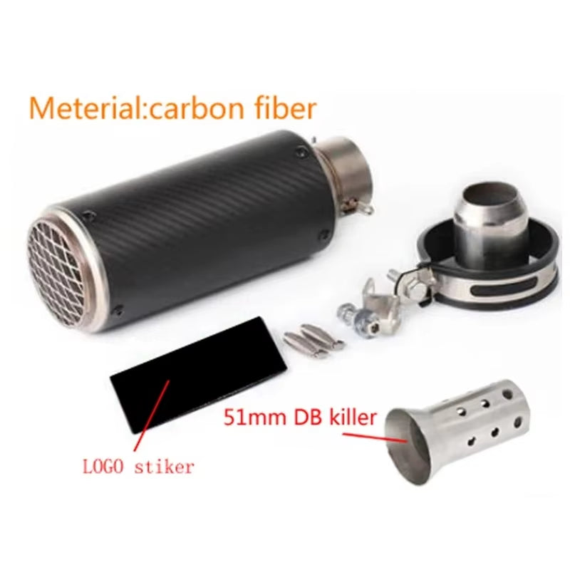 Universal 51/60Mm Motorcycle Sc Exhaust Inox Muffler Carbon Fiber Exhaust with DB Killer for Z900 R3 R25 MT07 MT09 R1 Z400 Z650