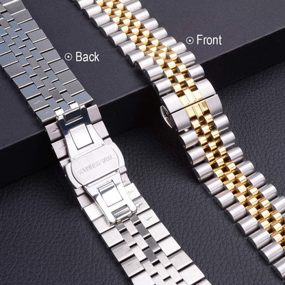 Compatible with Apple Watch Bands 42Mm (Series 11 10 )41Mm 40Mm 38Mm, Stainless Steel Heavy Iwatch Bands with Butterfly Folding Clasp Link Bracelet for Series 9/8/7/6/5/SE3/2/1 Women Men, Silver/Gold